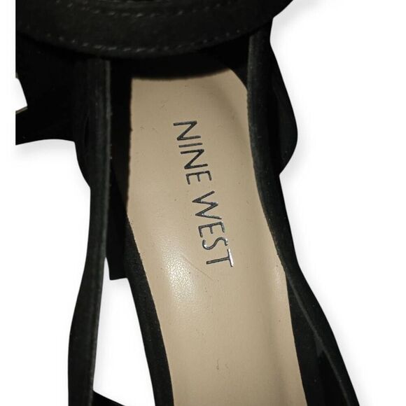 NINE WEST BLACK ANKLE STRAP PEEP TOE PLATFORM HEELS SZ.8 NWT. - Picture 6 of 8